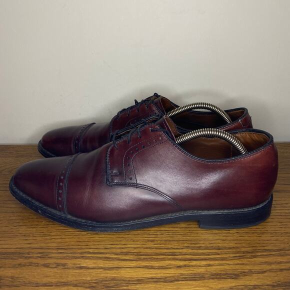 Allen Edmonds Clifton Derby Shoes Men Size 10 D Brown Cap Toe Brogue Leather USA - Picture 3 of 8